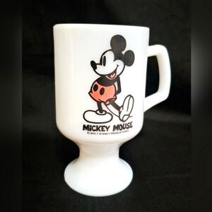 Vintage Mickey Mouse Footed Milk Glass Cup